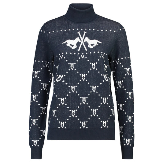 HV Polo Jacquard Pullover HVP Cecile – Zwart | Warm & Stijlvol