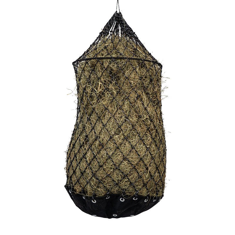 Horka Hooinet Deluxe Zwart / Zilver – Slowfeeder met Nylon Bodem & Ring voor Snel Vullen