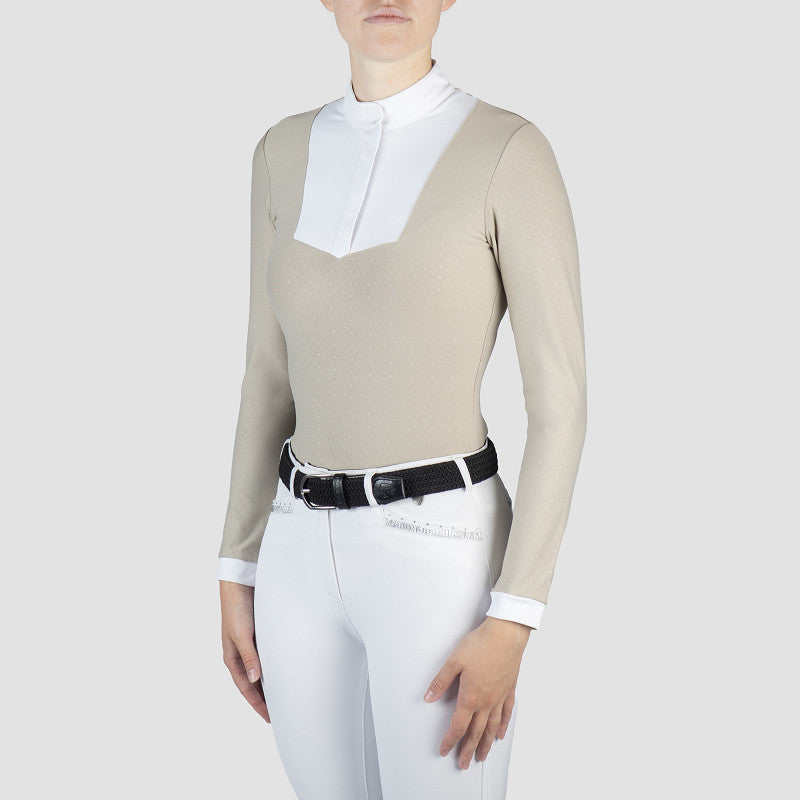Horka Wedstrijdshirt Taylor – Stijlvol Dames Showshirt met Print & Lange Mouw - Dune