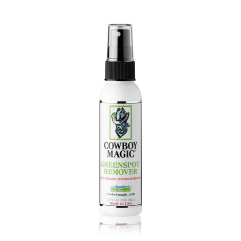 Cowboy Magic Greenspot Remover 100 ml – Droogshampoo Paard. De producten van cowboy magic zijn verkrijgb aar bij livin horse shop, dealer van cowboy magic. Wij leveren in geheel europa