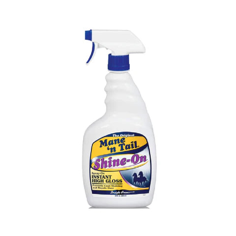 Mane 'n Tail Shine-On 946 ml – Langdurige Glans & Verzorging. De verezorgingsproducten van mane 'n Tail zijn verkrijgbaar bij Livin Horse Shop, dealer van Mane 'n Tail