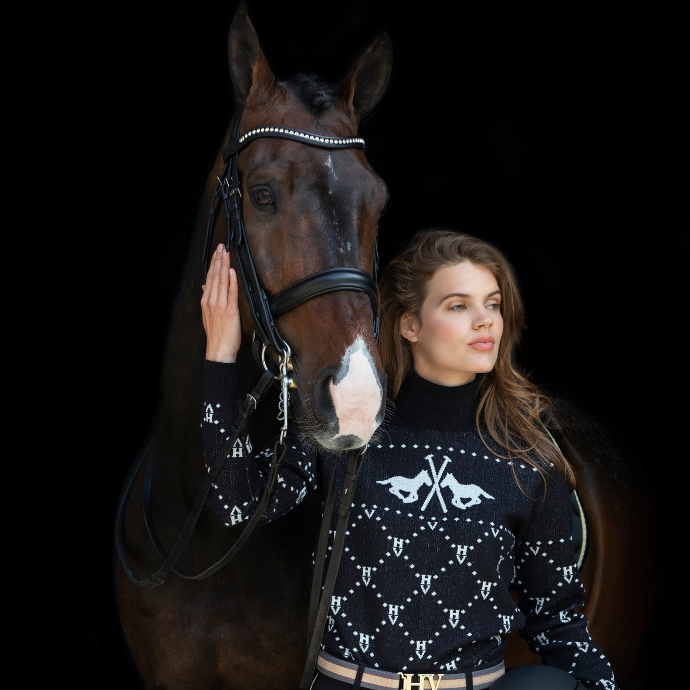 HV Polo Jacquard Pullover HVP Cecile – Zwart | Warm & Stijlvol