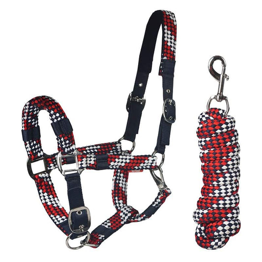 Red Horse Halsterset Blauw – Verstelbaar & Comfortabel. De Horka Halstersets zijn verkrijgbaar bij Livin Horse shop. Frontaanzicht Horka Halsterset