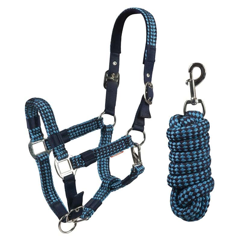 Red Horse Halsterset Navy Blue – Comfort & Stijl met Touw. Deze halsters voor paard zijn verkrijgbaar bij livin horse shop