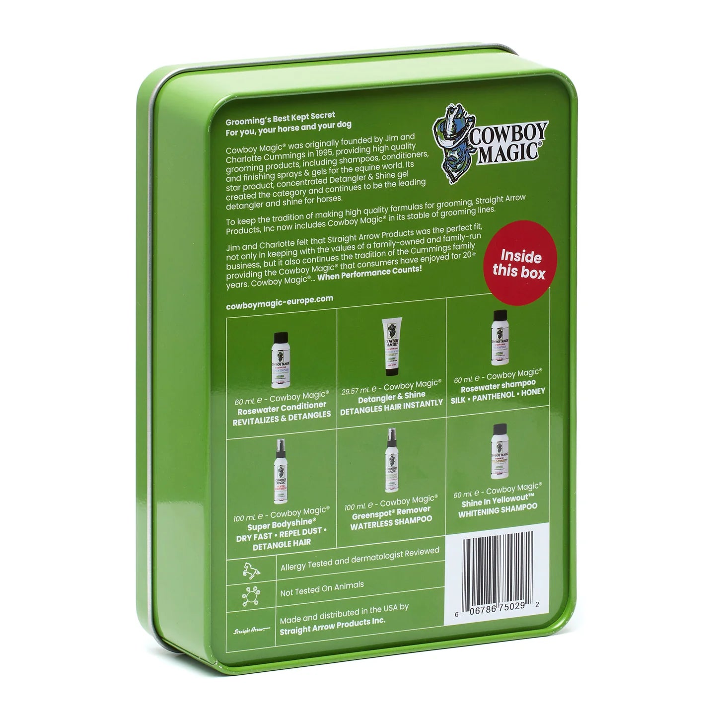 cowboy magic giftset, leuk cadeau voor een verjaardag, livin horse shop is dealer van cowboy magic verzorgingsproducten voor paard en pony. Achterkant Cowboy Magic GIFTSET – Luxe Vachtverzorging voor Paard en Huisdier