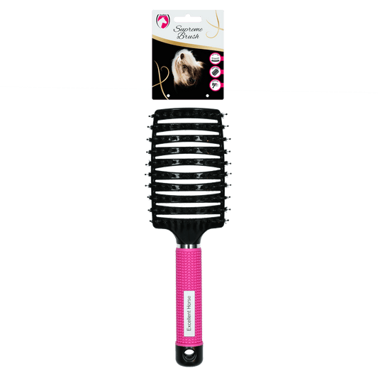 manenborstel. De Excellent Horse Supreme Borstel verwijdert klitten uit staart en manen, voorkomt haarbreuk en biedt een zachte massage. Met softgrip handvat en polsband. 24,5 cm.