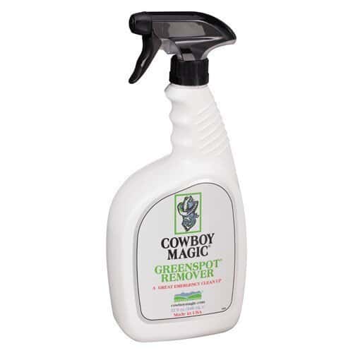 Cowboy Magic Greenspot Remover 946 ml – Droogshampoo Paard. Cowboy magic is verkrijgbaar bij livin horse shop, dealer van cowboy magic Droogshampoo