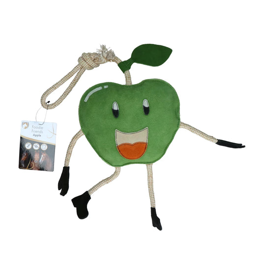 Excellent Horse Foodie Friends Apple. Voorkom verveling in de stal met de Excellent Horse Foodie Friends Apple! Duurzaam paardenspeelgoed van leer & touw – veilig, ophangbaar én ideaal om op te knabbelen.