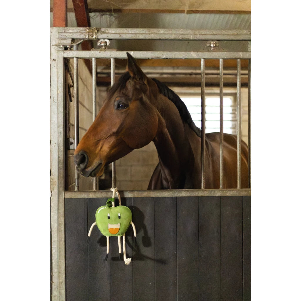 Voorkom verveling in de stal met de Excellent Horse Foodie Friends Apple! Duurzaam paardenspeelgoed van leer & touw – veilig, ophangbaar én ideaal om op te knabbelen. Alles leverbaar bij Livin Horse Shop