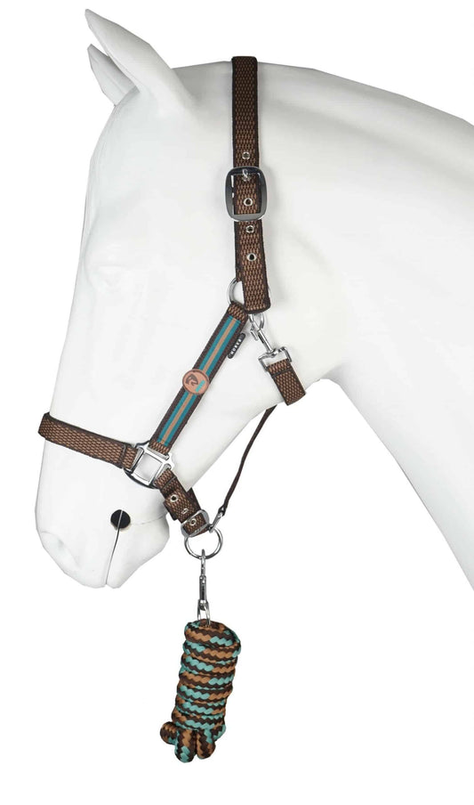 halsterset outdooHorka Halster Outdoor bruin met 200 cm Touw – Verstelbaar & Comfortabel