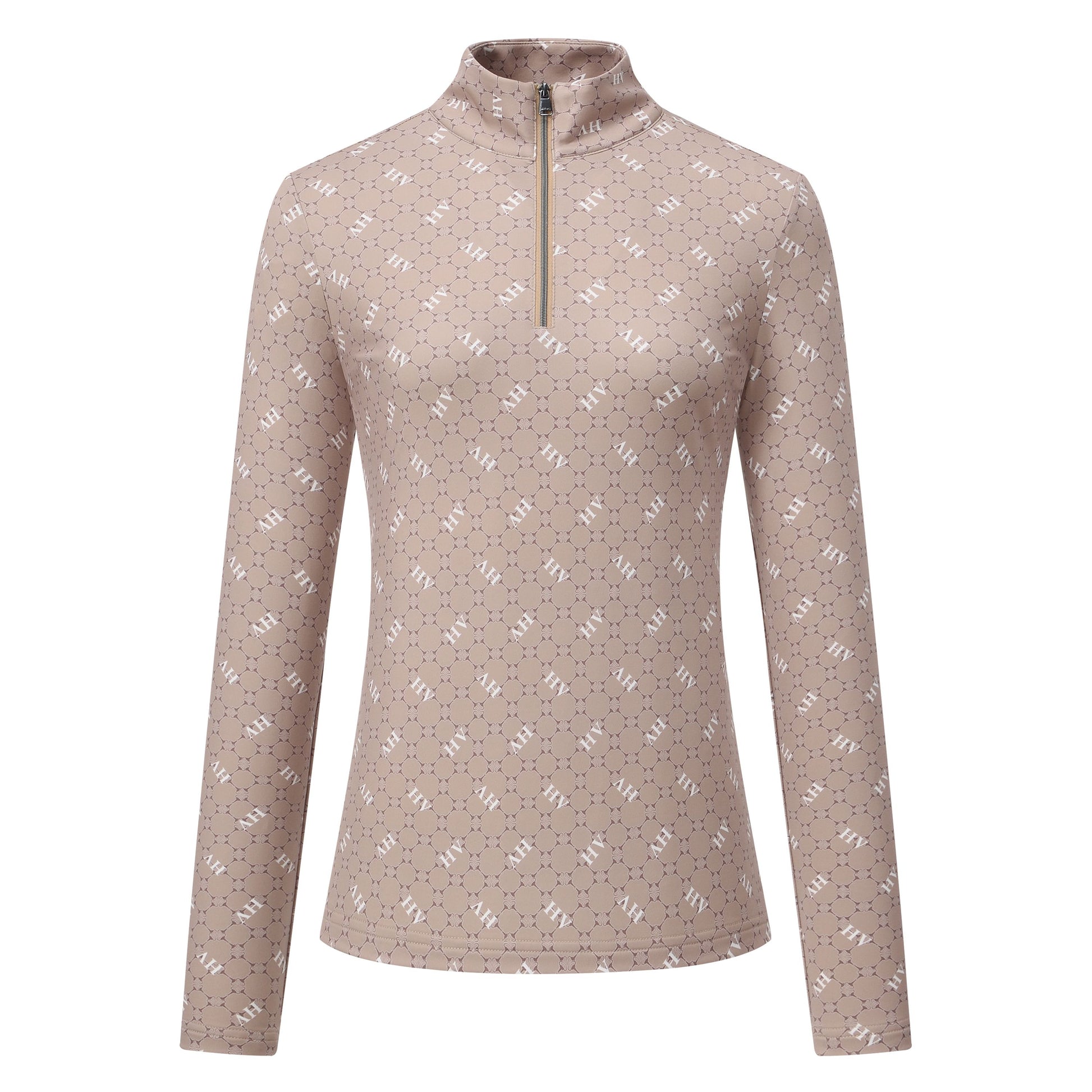 HV Polo Top Peggy shirt champagne met zijdezacht tech jersey, 4-way stretch en UV-bescherming. Modieus, comfortabel en perfect voor trainingen en wedstrijden.