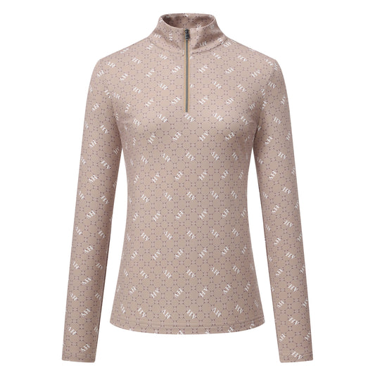 HV Polo Top Peggy shirt champagne met zijdezacht tech jersey, 4-way stretch en UV-bescherming. Modieus, comfortabel en perfect voor trainingen en wedstrijden.