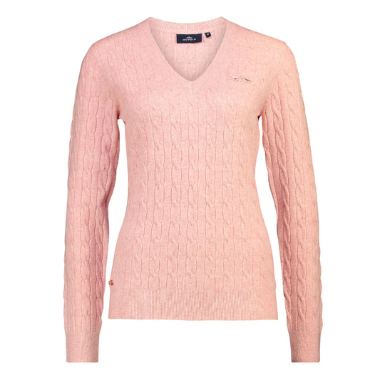 Luxe dames spencer HVPClassy van HV Polo. Zacht, warm en stijlvol met kabelpatroon. Perfect voor paardrijden, werk of vrije tijd.