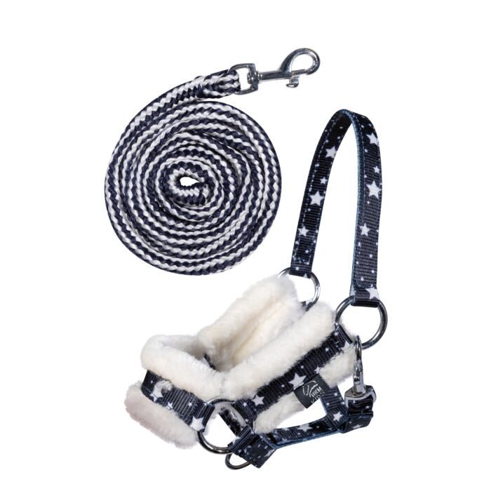 HKM Halsterset Hobby Horsing Donkerblauw met sterren. Stokpaard, stokpaardje, hobby horse, horse hobby