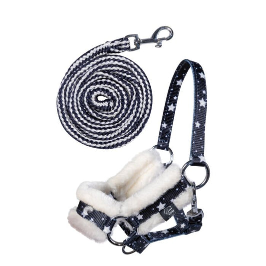 HKM Halsterset Hobby Horsing Donkerblauw met sterren. Stokpaard, stokpaardje, hobby horse, horse hobby