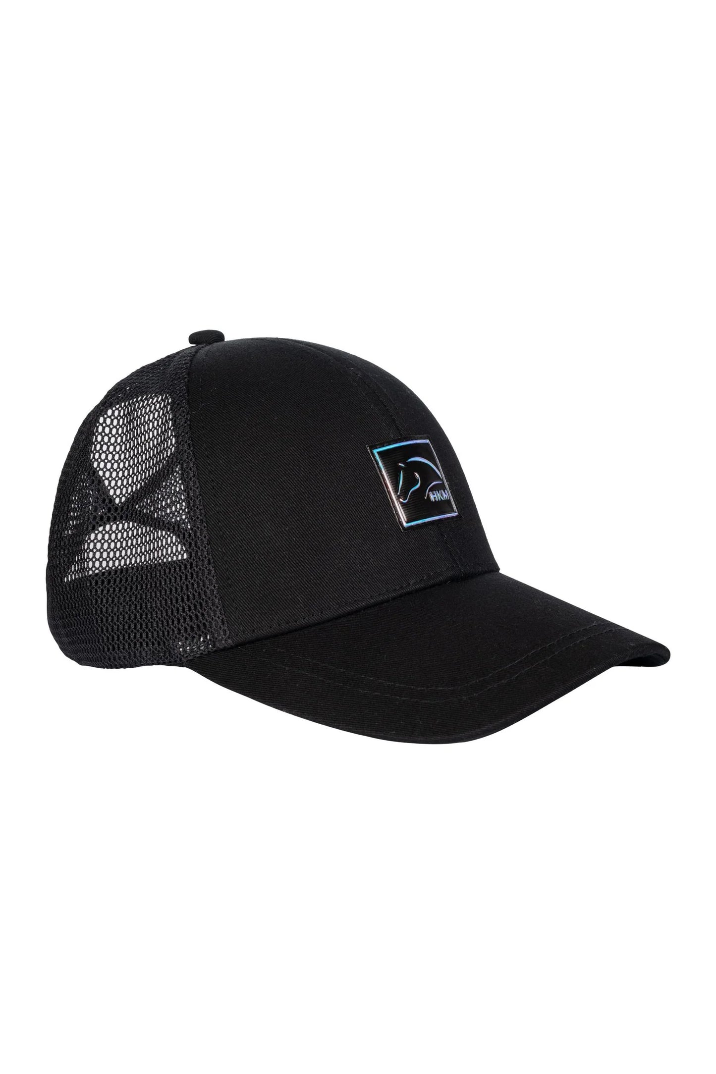 HKM Baseballpet Harbour Island Zwart. Bestel de HKM Sports Baseballpet Harbour Island Zwart bij Livin Horse Shop. Stoere ruiterpet met mesh-inzet, holografisch logo, verstelbare sluiting en uitsparing voor varkensstaart.
