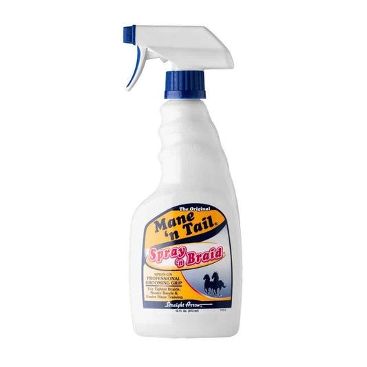 Mane 'n Tail Spray 'n Braid 473ml – Voor Strakke Vlechten & Sterk Haar. De verzorgingsproducten voor poaard en pony zijn verkrijgbaar bij livin horse shop