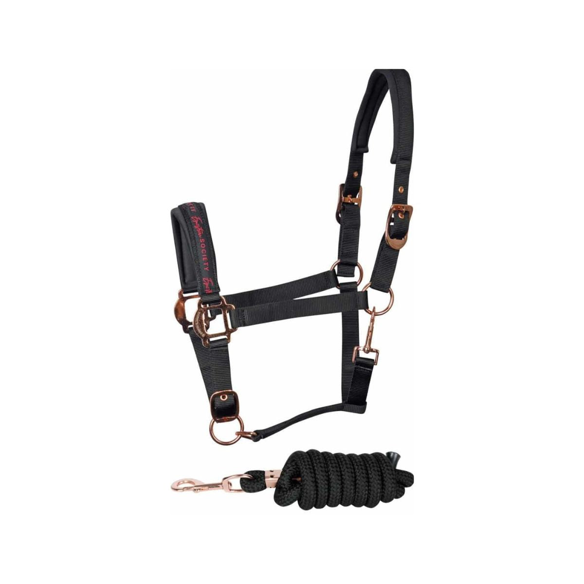 Luxe halsterset met Equestrian Society logo, neopreen voering & verstelbaar kopstuk. Perfecte pasvorm en stijlvol afgewerkt met metalen oogjes. Deze Horka Halsterset is verkrijgbaar bij Livin Horse Shop, dealer van Horka!