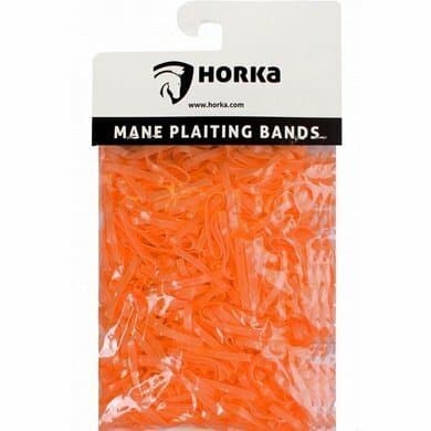 elastiekjes oranje. Horka invlechtelastiekjes in opvallend oranje. Brede, stevige elastiekjes voor het vlechten van manen en staart. Verkrijgbaar bij Livin Horse Shop.