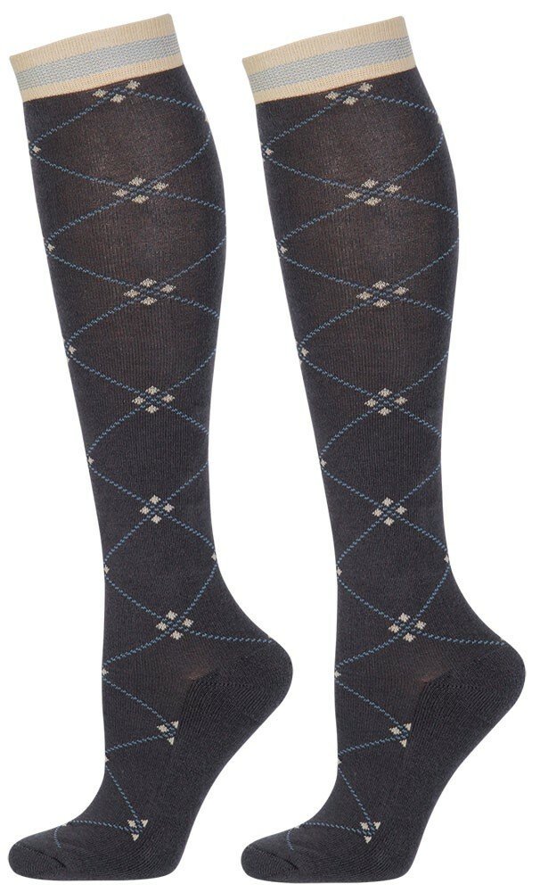 Harry’s Horse Kousen Square Dark Shadow met stijlvol ruitmotief. Comfortabele paardrijsokken van ademende katoenmix voor rijlaarzen.