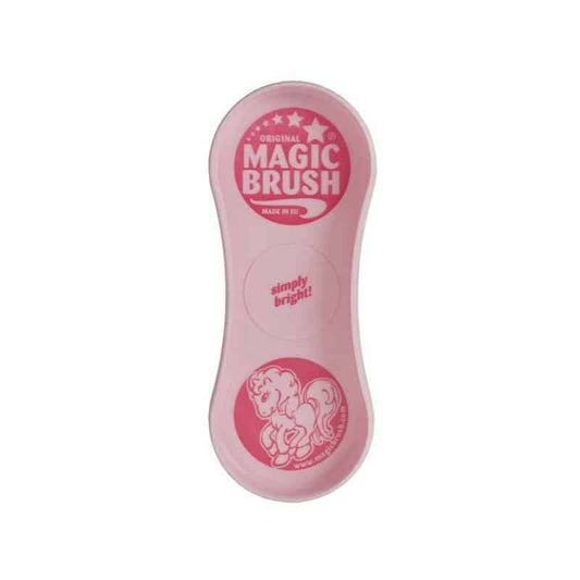 Magic brush Borstel Pink Pony. Magic Brush Pink Pony paardenborstel in vrolijke roze kleur. Verwijdert modder, losse haren en werkt als zweetmes. Geschikt voor wassen en dekens. Machinewasbaar.