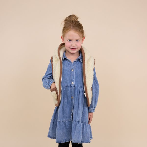 Moonrise Kinder Wollen Vest Bruin met Capuchon – Zachte Bodywarmer van Wol voor Jongens & Meisjes