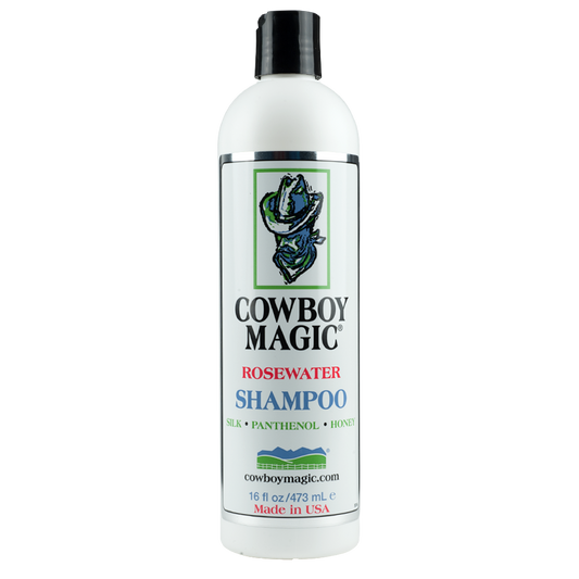 Cowboy Magic Rosewater Shampoo 473ml - livin horse shop. Deze cowboy magic Rosewater is verkrijgbaar bij livin horse shop, dealer van cowboy magic frontaanzicht rosewater shampoo