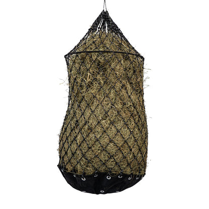 Horka Hooinet Deluxe Zwart / Zilver – Slowfeeder met Nylon Bodem & Ring voor Snel Vullen