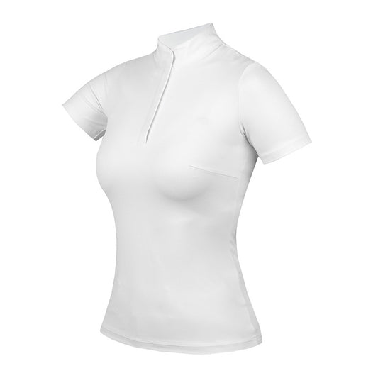 Horka Wedstrijdshirt Sabrina – Elegant Dames Showshirt met Korte Mouwen & Print - Wit