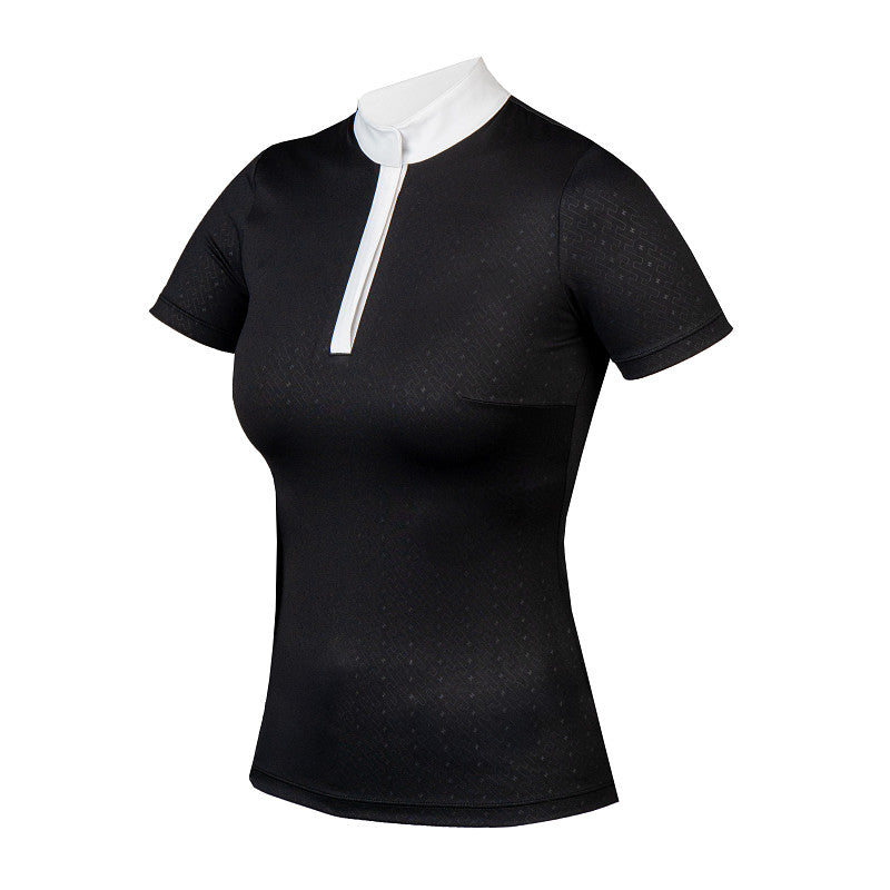 Horka Wedstrijdshirt Sabrina – Elegant Dames Showshirt met Korte Mouwen & Print - Zwart