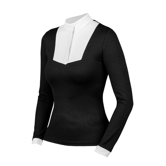 Horka Wedstrijdshirt Taylor – Stijlvol Dames Showshirt met Print & Lange Mouw - Zwart