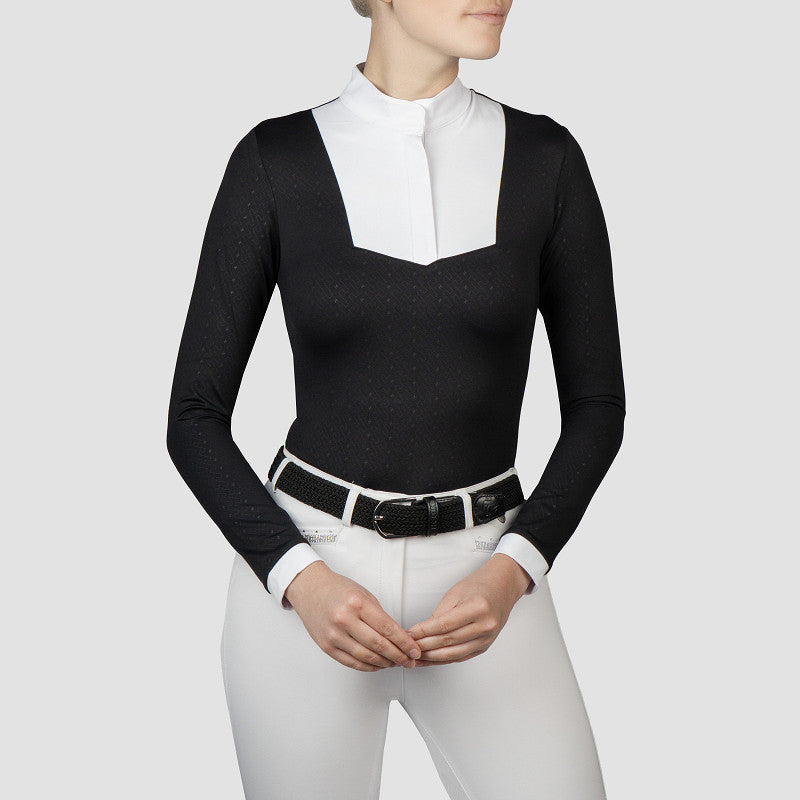 Horka Wedstrijdshirt Taylor – Stijlvol Dames Showshirt met Print & Lange Mouw - Zwart