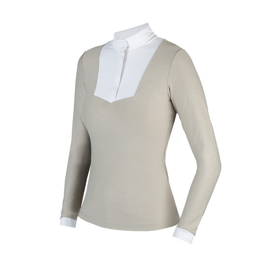Horka Wedstrijdshirt Taylor – Stijlvol Dames Showshirt met Print & Lange Mouw - Dune
