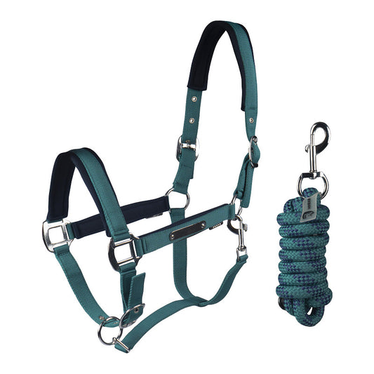 Horka Halster Set Classic Delight – Comfortabel Neopreen Halster met Halstertouw - Blue Coral
