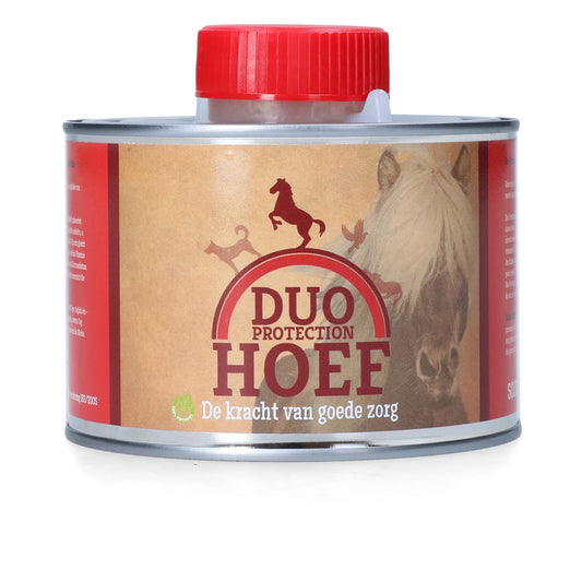 Duo Protection Hoef op basis van paardenvet. Hydrateert en verzorgt de hoef van binnenuit. Ook geschikt voor leer. Natuurlijk, voedend en effectief. Verkrijgbaar bij Livin Horse Shop

