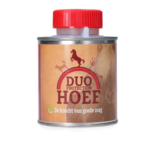 Duo Protection Hoef op basis van paardenvet. Hydrateert en verzorgt de hoef van binnenuit. Ook geschikt voor leer. Natuurlijk, voedend en effectief. Verkrijgbaar bij Livin Horse Shop