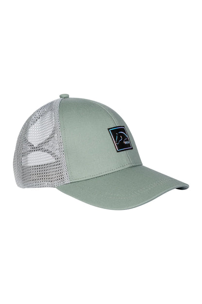 HKM Baseballpet Harbour Island Salie. Bestel de HKM Sports Baseballpet Harbour Island Salie bij Livin Horse Shop. Stijlvolle ruiterpet met mesh-inzet, holografisch logo, klittenband en uitsparing voor varkensstaart.