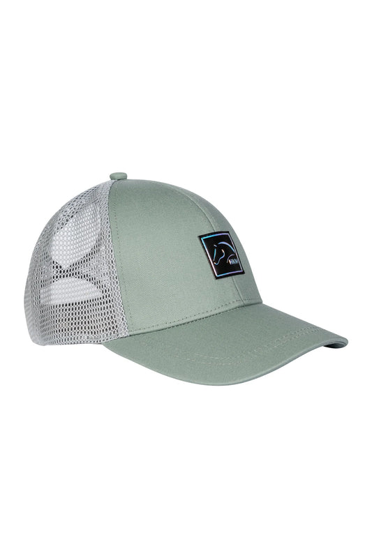 HKM Baseballpet Harbour Island Salie. Bestel de HKM Sports Baseballpet Harbour Island Salie bij Livin Horse Shop. Stijlvolle ruiterpet met mesh-inzet, holografisch logo, klittenband en uitsparing voor varkensstaart.