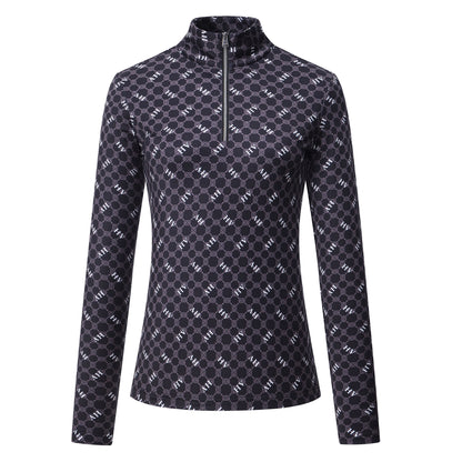 HV Polo Top Peggy shirt zwart met zijdezacht tech jersey, 4-way stretch en UV-bescherming. Modieus, comfortabel en perfect voor trainingen en wedstrijden.