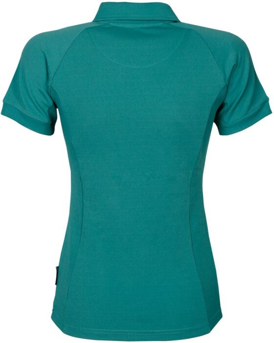 Het Harry’s Horse Poloshirt Stella Green in maat XS is een sportief poloshirt van micropolyester met korte mouwen, knoopsluiting en metallic print op de borst.