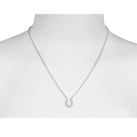Horka ketting met hoefijzer en strass steentjes. Roestvrij staal, verstelbaar van 17–21 cm. Stijlvolle accessoire voor paardenliefhebbers.