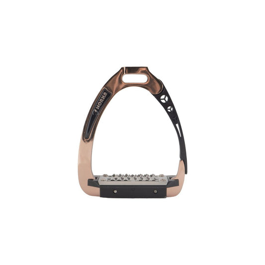 Stijlvolle veiligheid met Horka 5 Star stijgbeugels in rosegold. Met automatisch scharnier, antislip zool en sterk aluminium frame. Elegant & functioneel.