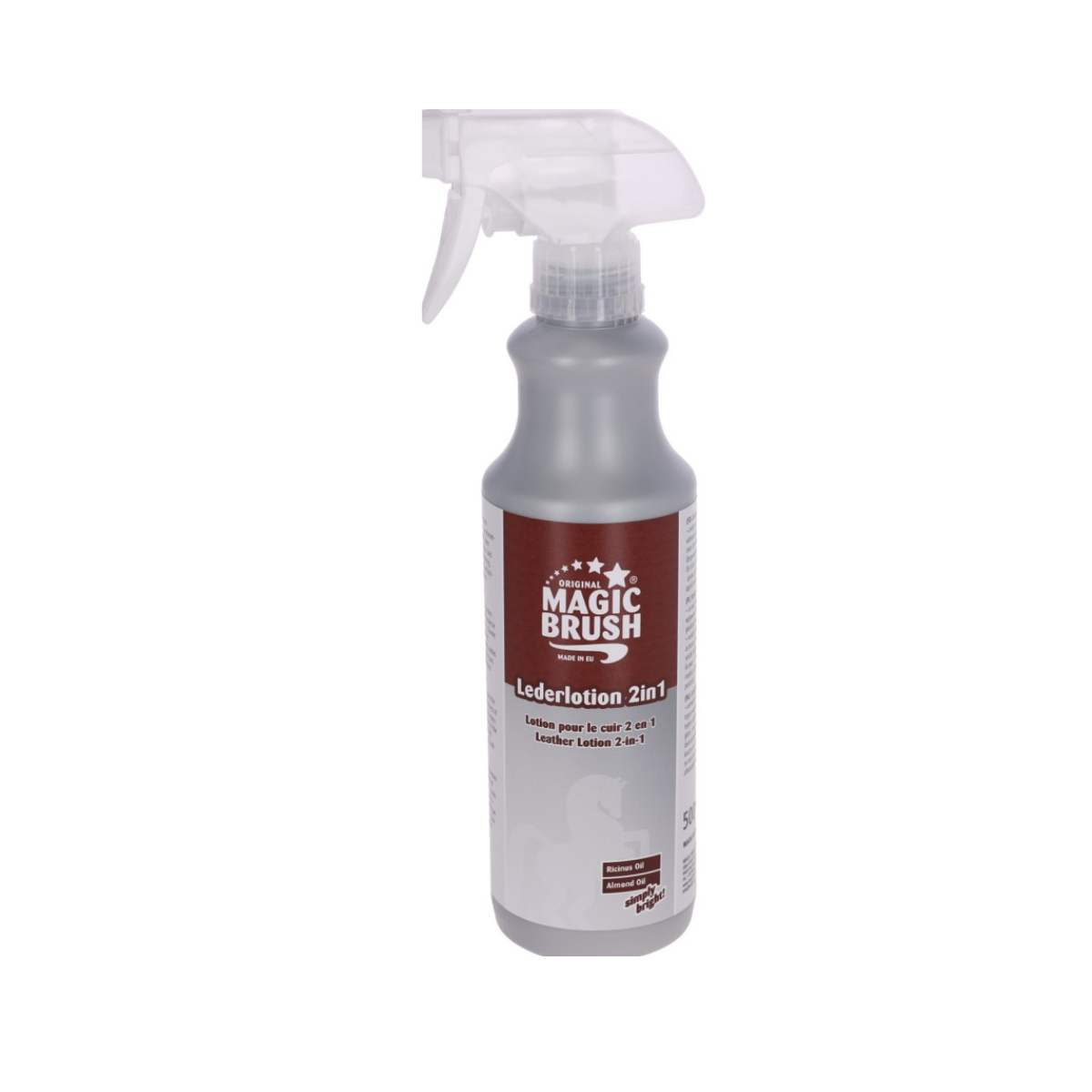 Reinig en bescherm je leer met MagicBrush Lederlotion 2-in-1. Met aloë vera & amandelolie. Voedt, verzorgt en geeft een natuurlijke glans aan glad leer.
Verkrijgbaar bij livin Horse Shop
