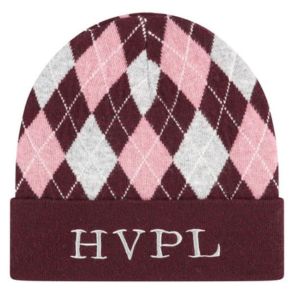 HV Polo Beanie HVP Argyle Dark Berry – Warm, Gebreid & Stijlvol voor Paardrijden