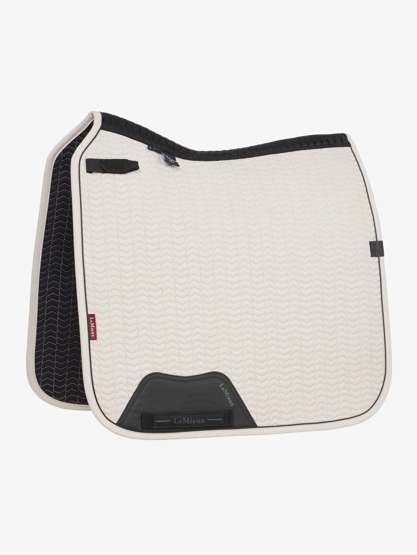 LeMieux Zadeldekje Essence Dressage Square Stone. Dit LeMieux Zadeldekje is verkrijgbaar bij Livin Horse Shop. Frontaanzicht LeMieux Zadeldek - zadeldekje - zadeldekje voor paard en pony