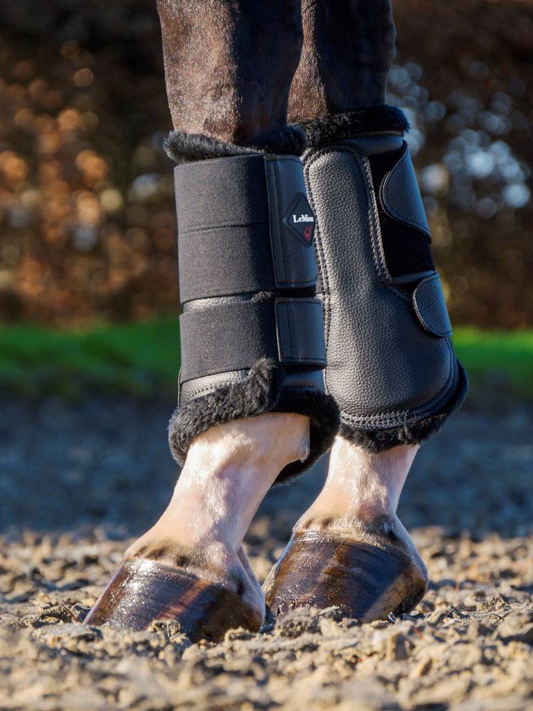 LeMieux Fleece Lined Brushing Boots Black.