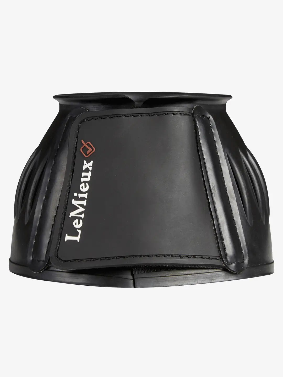 LeMieux Rubber Springschoenen Zwart. Deze LeMieux ~Springschoenen zijn verkrijgbaar bij Livin Horse Shop. Frontaanzicht 1 stuks LeMieux Springschoenen voor paard en pony.