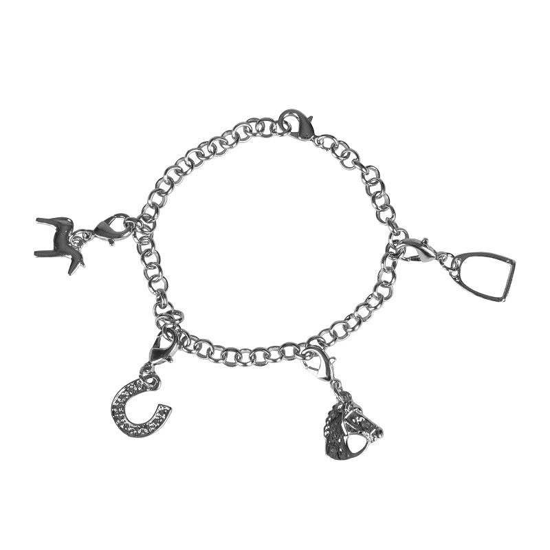 Horka bedelarmband met 4 afneembare paarden charms – 19 cm. Stijlvol paardenmeisje sieraad, perfect als cadeau. Bestel nu eenvoudig online!